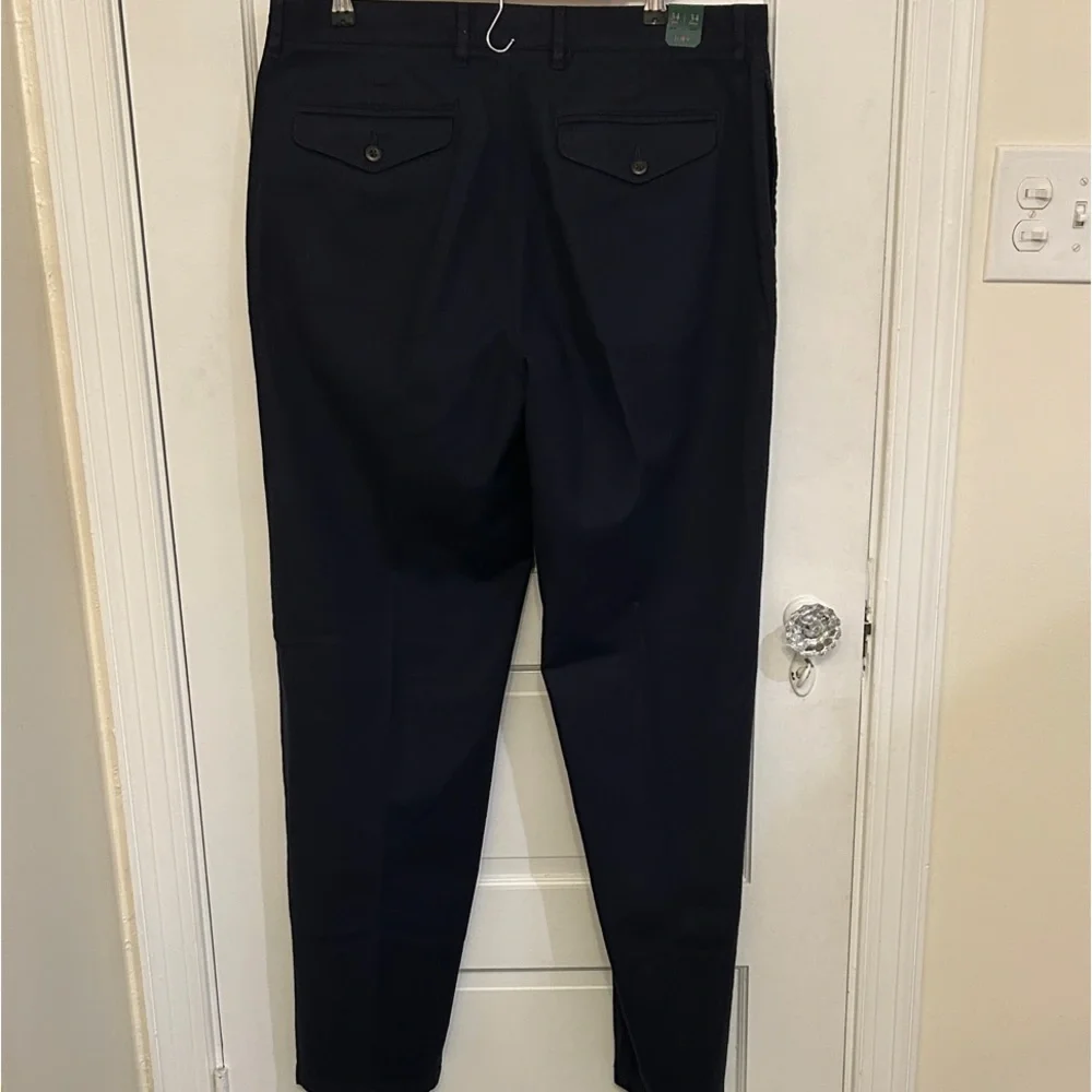 NWT J. Crew Men's Straight-fit creased stretch cotton-blend twill trouser Navy